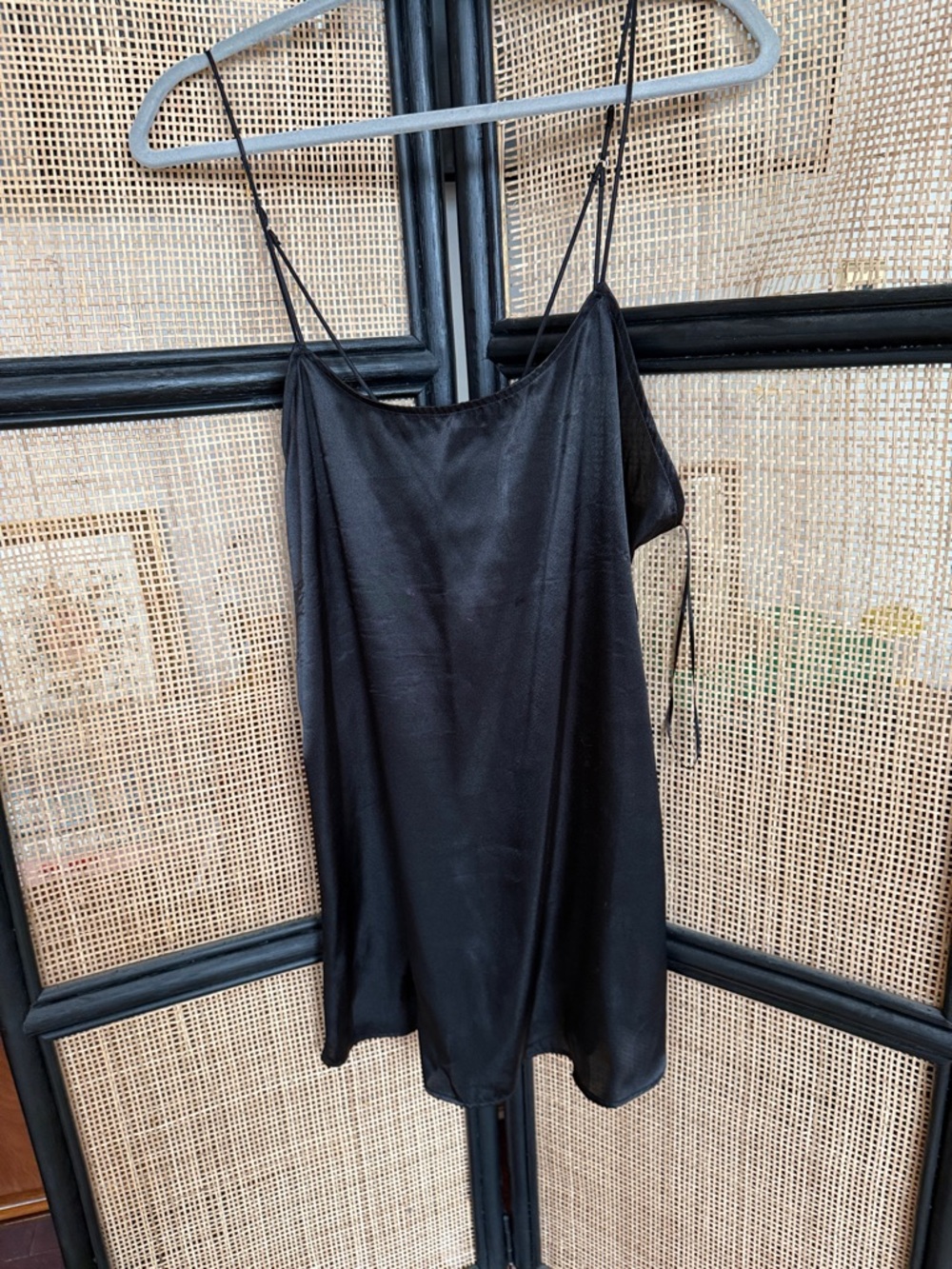 Urban Outfitters Black Satin Mini Slip Dress